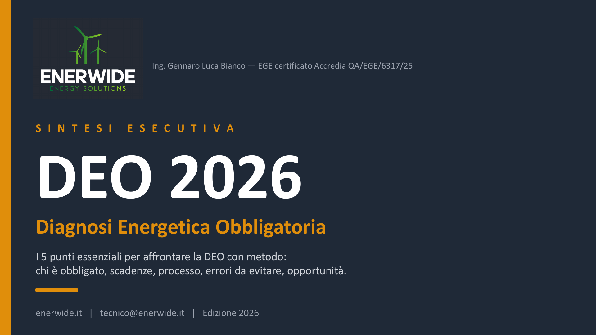 Cover DEO 2026 — Diagnosi Energetica Obbligatoria