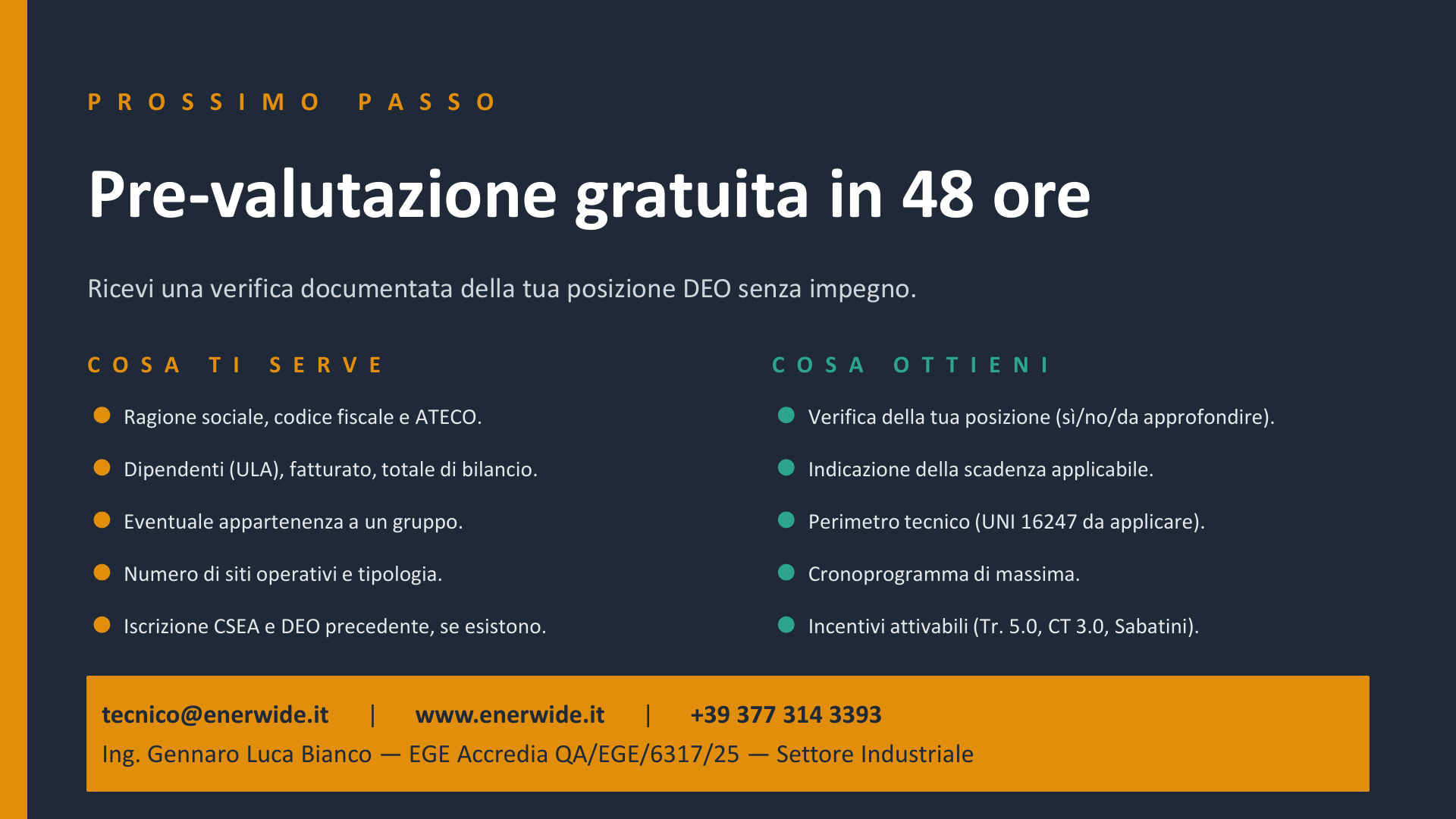 Pre-valutazione gratuita 48 ore